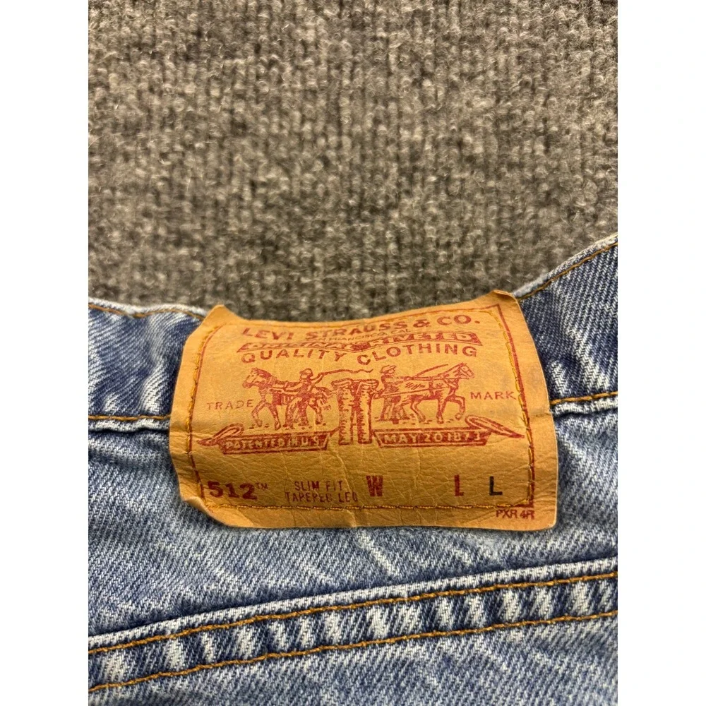 Vintage Levi's 512 Denim Shorts Womens 13 Long Blue High Waisted Slim Tapered